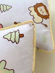 4pcs/set Cartoon Animal Pattern Duvet Cover Set (1pc Comforter Cover, 2pcs Pillowcase, 1pc Flat Sheet), Cute Polyester Bedding Set For Home - Multicolor - View 5