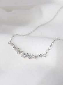 1入組魅力四射方晶鋯石裝飾項鍊適用於女士日常裝飾 - 銀色 - 查看 3