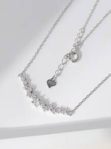 1入組魅力四射方晶鋯石裝飾項鍊適用於女士日常裝飾 - 銀色 - 查看 5