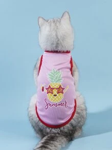 PETSIN 1入組鳳梨印花寵物背心適用於貓和狗狗適合夏天 - 彩色 - 查看 2