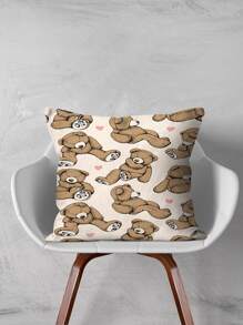 1入組小熊印花靠墊套不附帶現代柔軟的有彈性抱枕套適用於家用的 - 彩色 - 查看 1