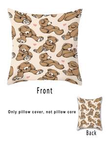 1入組小熊印花靠墊套不附帶現代柔軟的有彈性抱枕套適用於家用的 - 彩色 - 查看 3