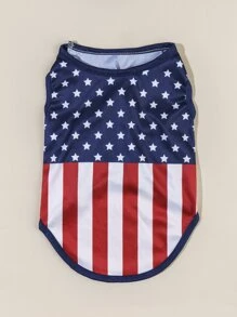 PETSIN 1入組獨立日星星印花寵物背心適用於貓和狗狗適合夏天 - 彩色 - 查看 2