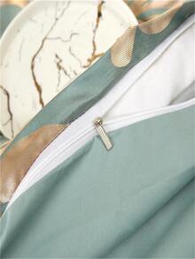 4pcs/set Scroll Pattern Duvet Cover Set (1pc Comforter Cover, 2pcs Pillowcase, 1pc Flat Sheet), European Style Polyester Bedding Set For Home - Green - View 4