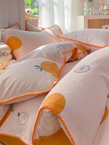 4pcs/set Fruit Pattern Duvet Cover Set (1pc Comforter Cover, 2pcs Pillowcase, 1pc Flat Sheet), Modern Polyester Bedding Set For Home - Multicolor - View 3