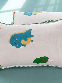 4 piezas / set de funda nórdica con patrón floral y dinosaurio de dibujos animados sin relleno, Set de funda nórdica transpirable de poliéster moderno (1 funda de edredón, 2 fundas de almohada y 1 sábana encimera), para el hogar - Multicolor - Ver 10