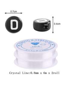 約 1000 顆/盒 4x7 毫米黑色圓形壓克力字母珠 Az 和數字珠適合女士和女孩首飾製作 - 黑色 - 查看 4