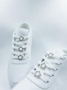 6入組水鑽裝飾星形鞋銀鋅合金魅力四射配件適用於鞋帶