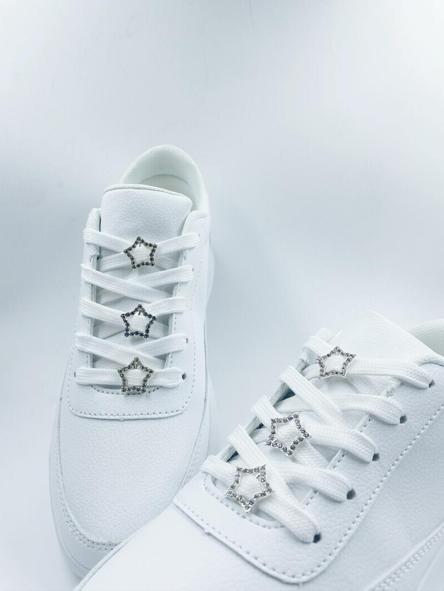 6入組水鑽裝飾星形鞋銀鋅合金魅力四射配件適用於鞋帶