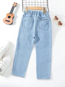 Toddler Girls Quần Jeans Túi Bị tách Khối Màu - Nhiều màu - Xem 2