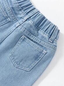 Toddler Girls Quần Jeans Túi Bị tách Khối Màu - Nhiều màu - Xem 5