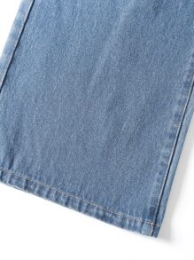 SHEIN Teen Girls Ripped Wide Leg Jeans - Medium Wash - View 6