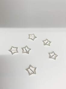 6入組水鑽裝飾星形鞋銀鋅合金魅力四射配件適用於鞋帶