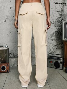 Pantalones cargo con bolsillo lateral con solapa - Albaricoque - Ver 2