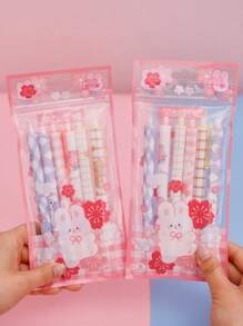 6pcs Cartoon Rabbit Gel Pen - Multicolor - View 2