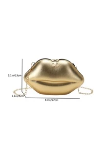 Bolsa creativa en forma de labio pequeño cremallera - Dorado - Ver 3