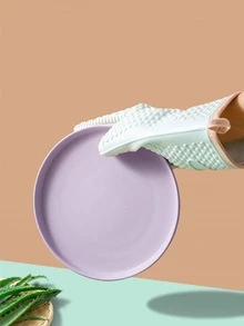 2 piezas/set guante de horno de silicona, guante de horno de cocina de encuadernación de contraste moderno para cocina - Verde - Ver 3