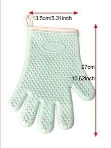 2 piezas/set guante de horno de silicona, guante de horno de cocina de encuadernación de contraste moderno para cocina - Verde - Ver 7
