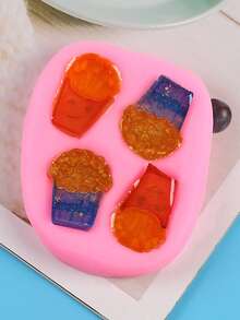 1pc Silicone Mold, Creative Fries & Popcorn Shaped DIY Silicone Mold For Craft - Pink - View 3