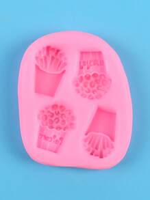 1pc Silicone Mold, Creative Fries & Popcorn Shaped DIY Silicone Mold For Craft - Pink - View 4