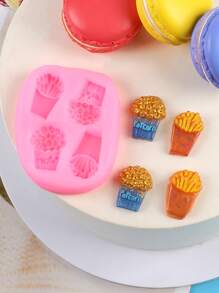 1pc Silicone Mold, Creative Fries & Popcorn Shaped DIY Silicone Mold For Craft - Pink - View 5
