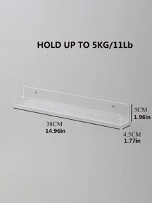 1pc Clear Wall Mounted Storage Rack, Simple Clear Hanging Storage Holder For Household - Clear - View 5