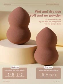 2pcs Makeup Sponge - Coffee Brown - View 3