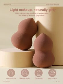 2pcs Makeup Sponge - Coffee Brown - View 4