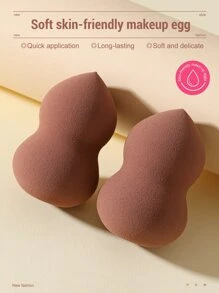 2pcs Makeup Sponge - Coffee Brown - View 6
