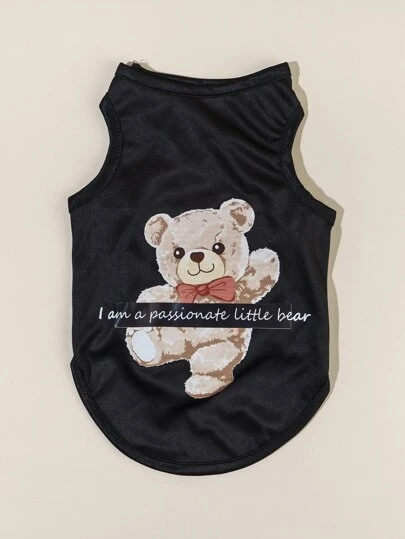 1pc Bear Print Pet Tank For Cat And Dog For Summer
