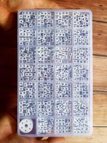 1 盒 6x6 毫米 A-Z 立方亚克力字母串珠，适用于制作珠宝、手链、项链、钥匙链，适合女士和女孩 - 黑與白 - 查看 2