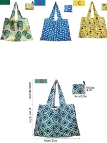 1 Stück Einkaufstasche mit Kaktusmuster, moderne Aufbewahrungstasche aus Polyamid für Outdoor - Verschiedenfarbig - Übersicht 3