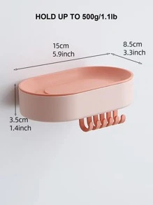 1pc Random Wall Mounted Soap Holder, Minimalist Soap Dish With Hook - Multicolor - View 2
