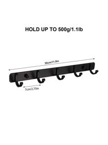 1入組免打孔牆面掛鉤 - 黑色 - 查看 2