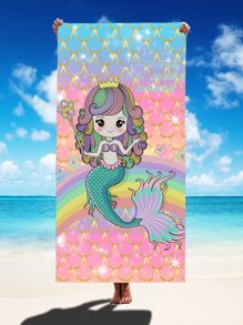 Toalla de playa, toalla de baño, manta de playa, chal, esterilla de yoga de fibra ultrafina de 250 g/m² de secado rápido y absorbente, con estampado de cola de sirena o escamas de pez de colores, de 70 * 140 cm o 90 * 180 cm, artículos esenciales para el verano, vacaciones y playa