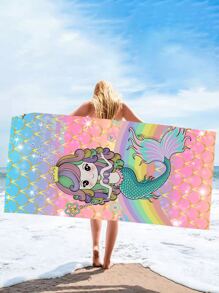 Toalla de playa, toalla de baño, manta de playa, chal, esterilla de yoga de fibra ultrafina de 250 g/m² de secado rápido y absorbente, con estampado de cola de sirena o escamas de pez de colores, de 70 * 140 cm o 90 * 180 cm, artículos esenciales para el verano, vacaciones y playa