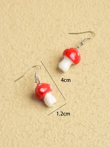 1 đôi bông tai hình nấm thời trang dành cho nữ để trang trí hàng ngày - Đỏ - Xem 3