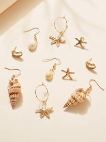 5 cái/bộ Thời Trang Sao Biển & Vỏ Trang Trí Bông Tai Cho Phụ Nữ Trang Trí Hàng Ngày - Nhiều màu - Xem 2