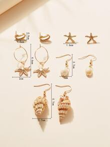 5 cái/bộ Thời Trang Sao Biển & Vỏ Trang Trí Bông Tai Cho Phụ Nữ Trang Trí Hàng Ngày - Nhiều màu - Xem 3