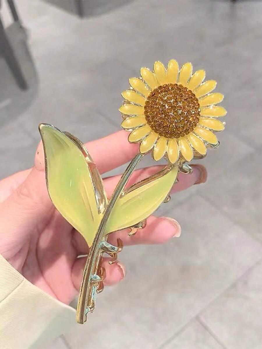 1 件裝女士髮夾,向日葵設計,清新風格,適合所有季節,約會和工作