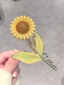 1 件裝女士髮夾,向日葵設計,清新風格,適合所有季節,約會和工作
