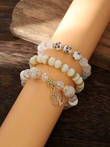 3 Stücke/Set Perlenarmband Böhmisch Baum Anhänger, Für Frauen Für Tägliche Dekoration
