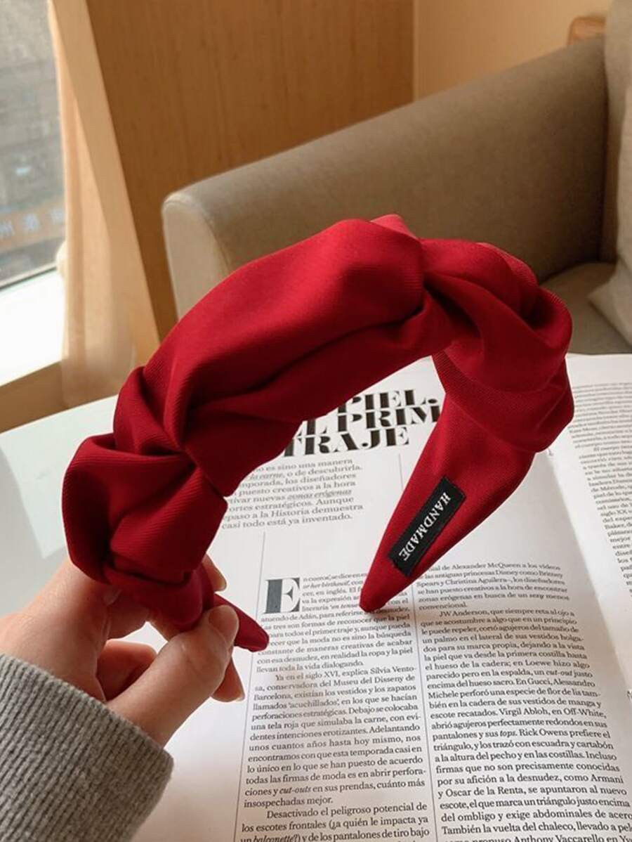 Băng đô xếp ly trơn, Băng đô cài tóc, Băng đô vòng cài tóc, Phụ kiện tóc dùng khi trang điểm, Phụ kiện đội đầu - Màu Đỏ Sâu - Xem 1