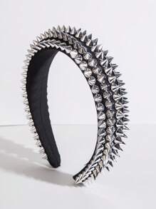 1pc Women Studded Decor Punk Headband For Hair Decoration - Silver - View 2