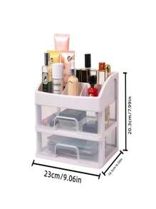 1pc Plastic Cosmetic Organizer, Modern White Cosmetic Storage Box For Home - Multicolor - View 2
