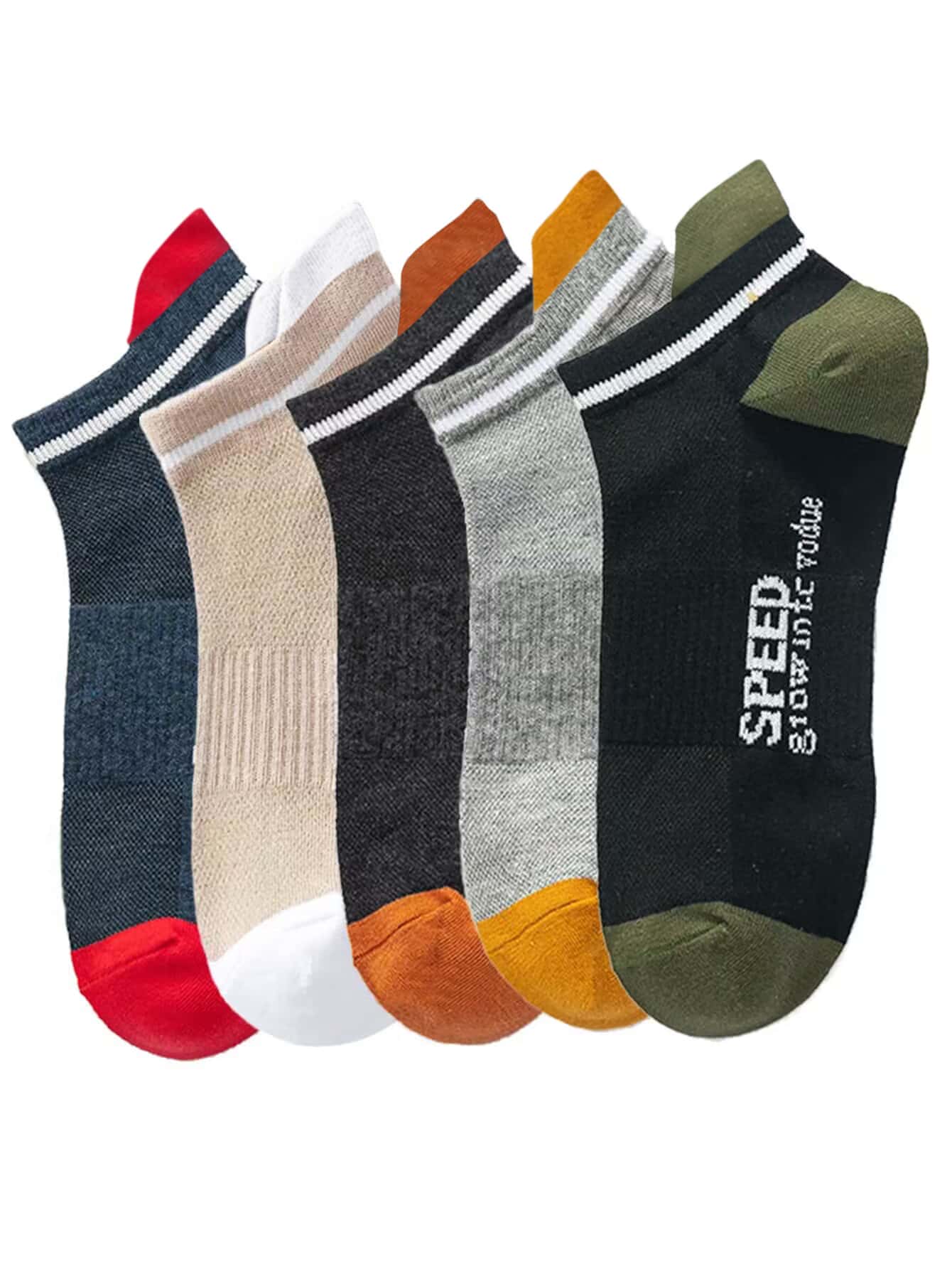 5雙男士字母圖案短襪