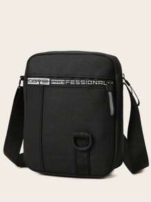 Letter Graphic Square Bag Mini Zipper Black - Black - View 1