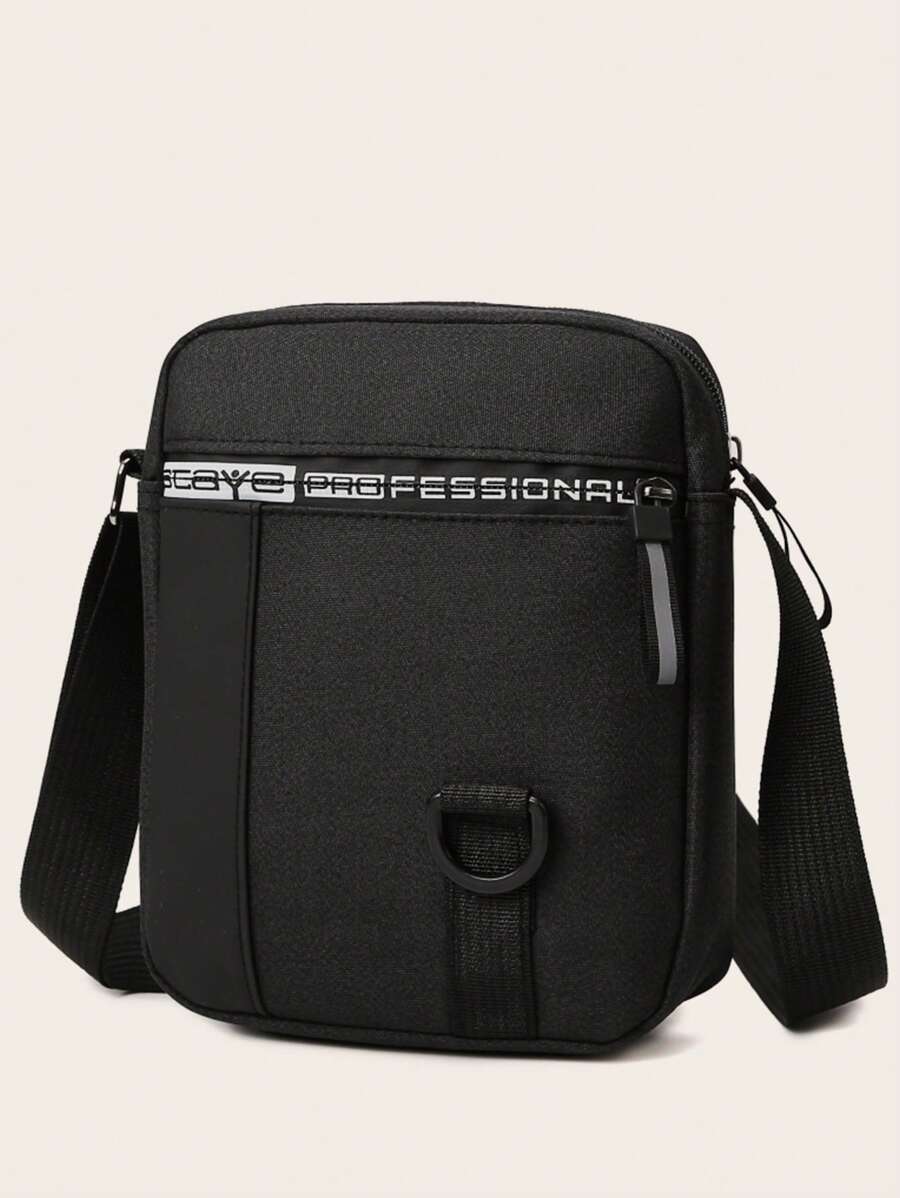 Letter Graphic Square Bag Mini Zipper Black - Black - View 1
