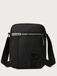 Letter Graphic Square Bag Mini Zipper Black - Black - View 2