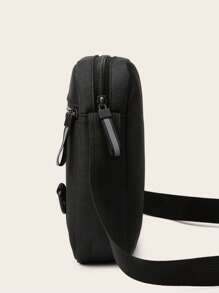 Letter Graphic Square Bag Mini Zipper Black - Black - View 3